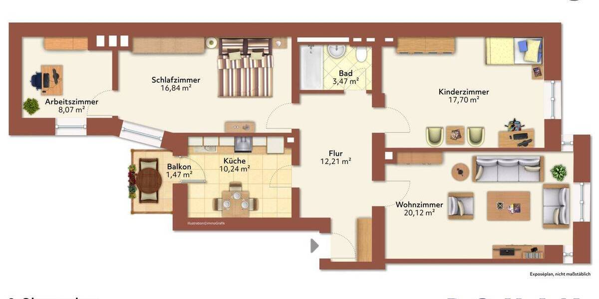 Etagenwohnung Nürnberg Steinbühl - 3 Zimmer, 90 m&sup2;, 295.000&euro; | Angebot:26388273