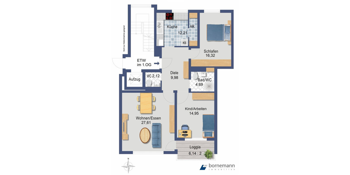 Etagenwohnung Nürnberg Mögeldorf - 3 Zimmer, 88 m&sup2;, 349.000&euro; | Angebot:25768834