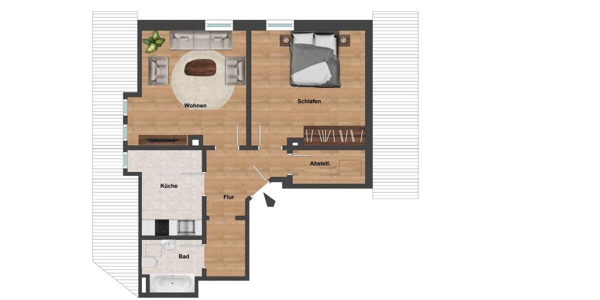 Etagenwohnung Nürnberg Almoshof - 2 Zimmer, 68 m&sup2;, 880&euro; | Angebot:26365048