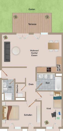 Erdgeschoßwohnung Roth - 3 Zimmer, 78 m&sup2;, 337.500&euro; | Angebot:27183154