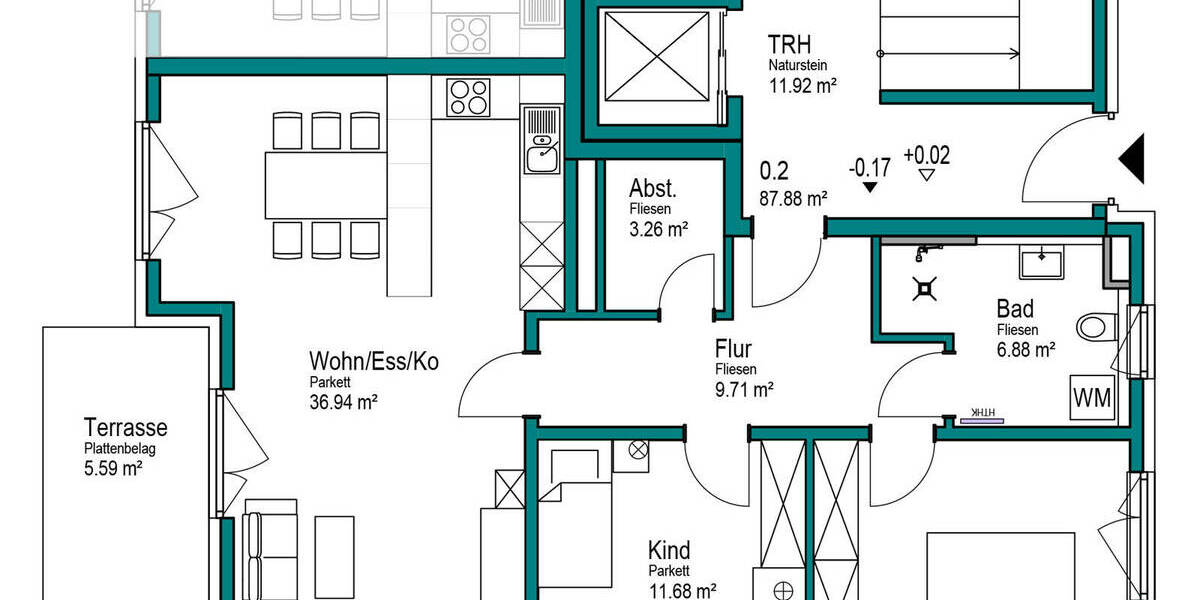 Etagenwohnung Nürnberg / Laufamholz Laufamholz - 3 Zimmer, 87 m&sup2;, 564.200&euro; | Angebot:26153791