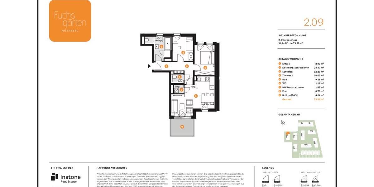 Etagenwohnung Nürnberg Almoshof - 3 Zimmer, 74 m&sup2;, 1.300&euro; | Angebot:26420662