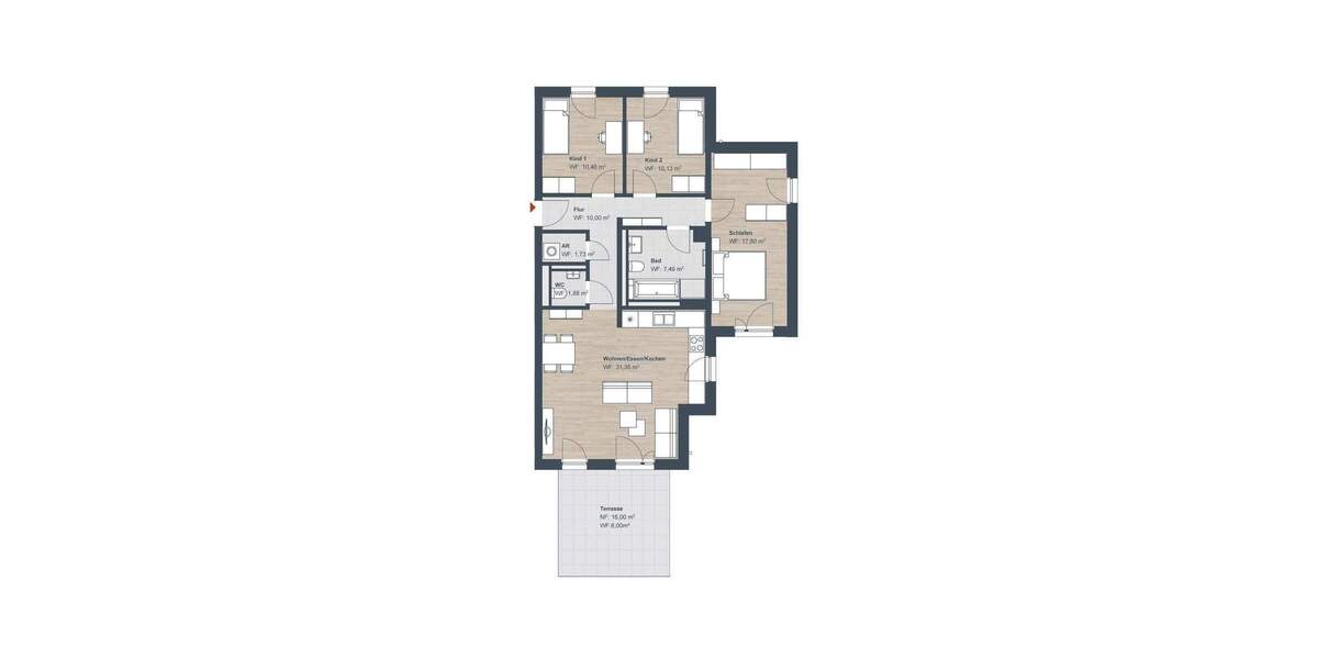 Terrassenwohnung Röthenbach an der Pegnitz Röthenbach - 4 Zimmer, 98 m&sup2;, 569.830&euro; | Angebot:26695282