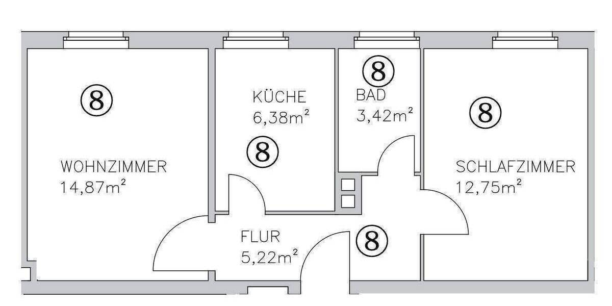 Etagenwohnung Nürnberg Wöhrd - 2 Zimmer, 42 m&sup2;, 900&euro; | Angebot:26834653