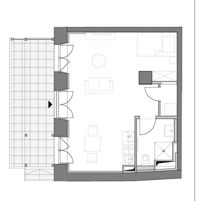 Loftige, möblierte 1-Zimmer-Wohnung mit großer Terrasse zum Erstbezug! 1 zimmer