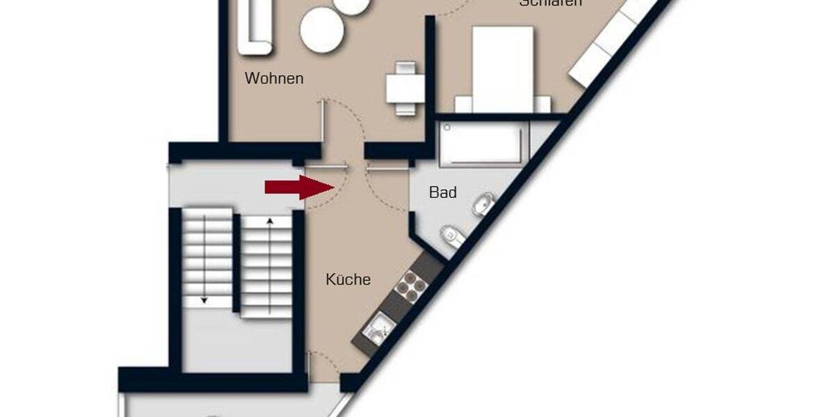 Etagenwohnung Nürnberg Gärten b Wöhrd - 2 Zimmer, 40 m&sup2;, 790&euro; | Angebot:26419682