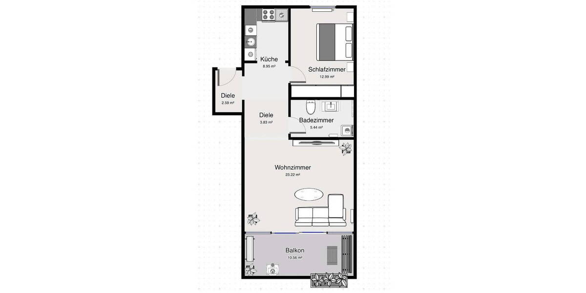 Etagenwohnung Nürnberg Langwasser - 2 Zimmer, 64 m&sup2;, 309.000&euro; | Angebot:25927376
