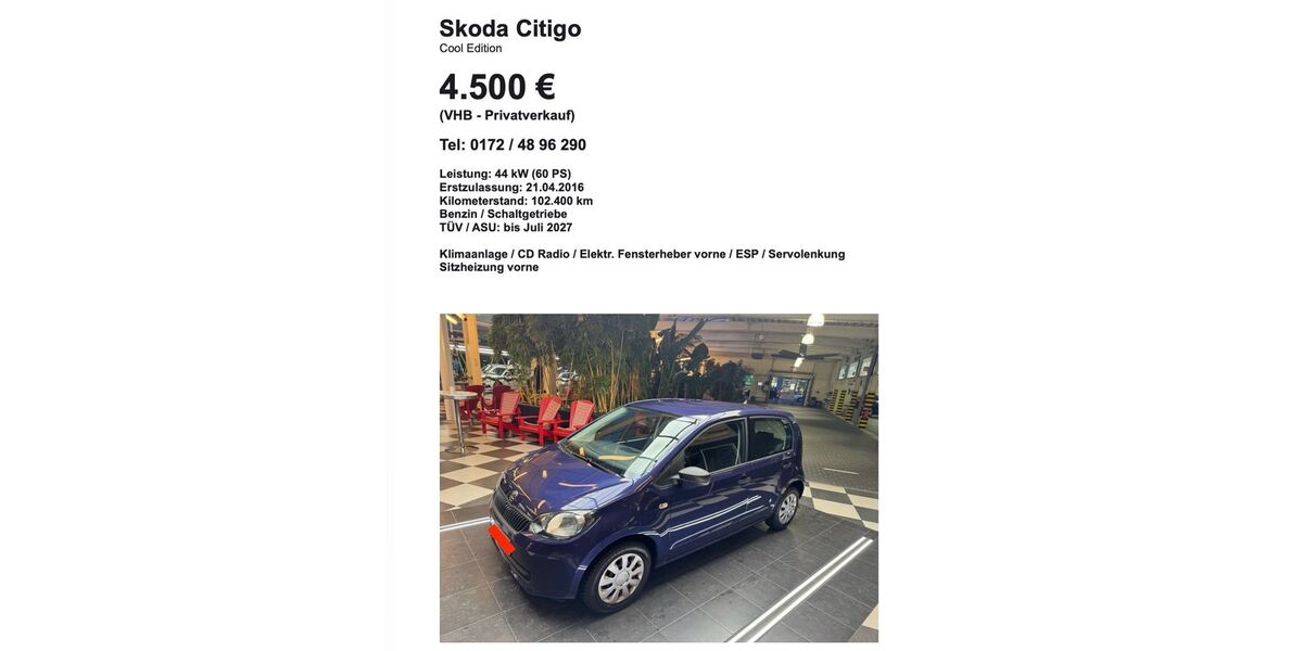 Skoda Citigo 102.400 km 4.500 &euro; Winkelhaid 90610