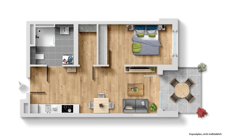 Etagenwohnung Nürnberg Katzwang - 2 Zimmer, 51 m&sup2;, 830&euro; | Angebot:26084551