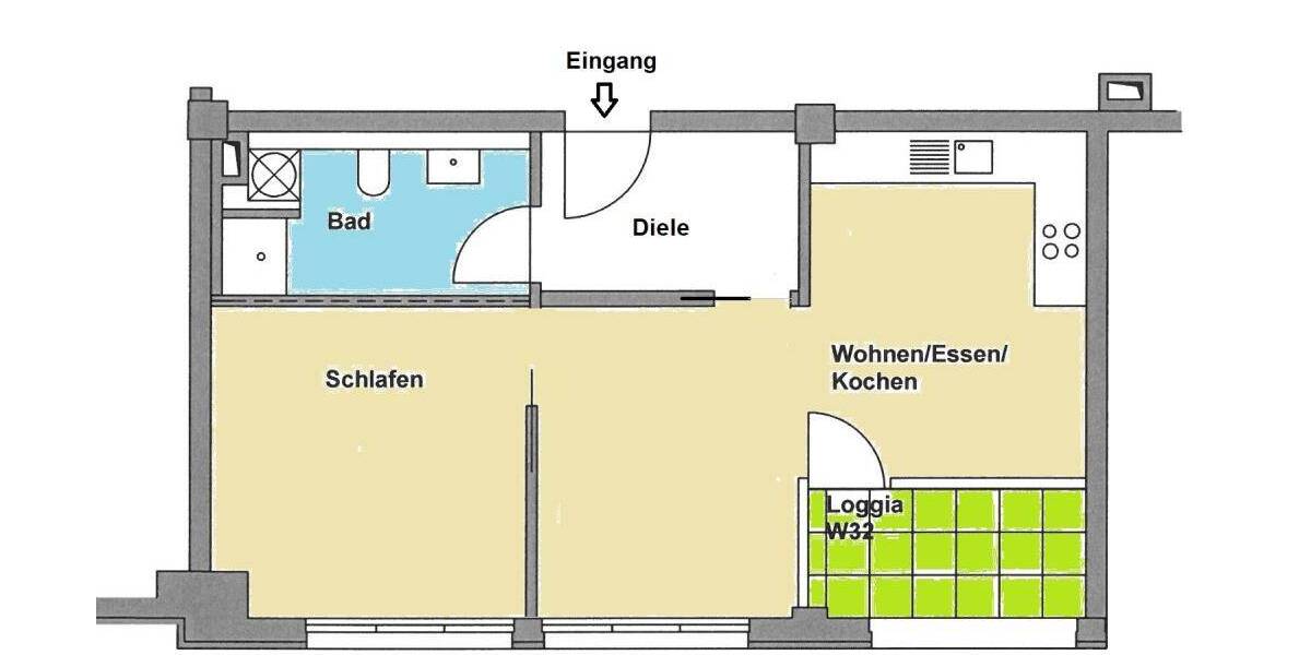 Etagenwohnung Nürnberg Gostenhof - 2 Zimmer, 51 m&sup2;, 690&euro; | Angebot:26643638