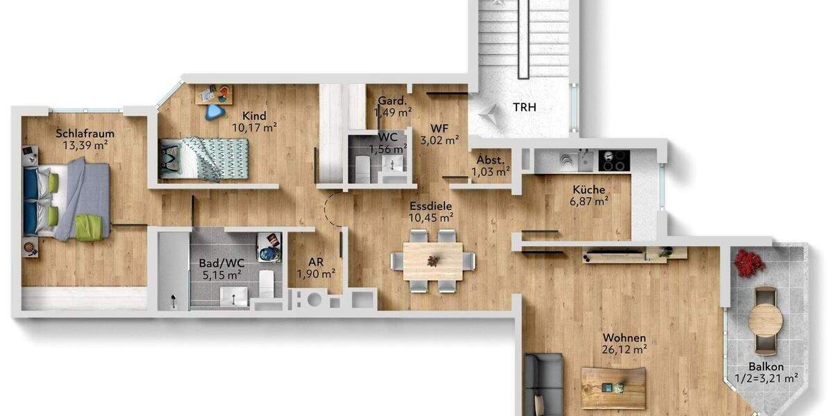 Etagenwohnung Nürnberg Laufamholz - 3 Zimmer, 89 m&sup2;, 415.000&euro; | Angebot:25664517