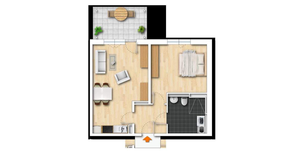 Helle 2-Zimmer- Wohnung mit großem Westbalkon, moderner Einbauküche, XXL-Dusche, Aufzug & Tiefgarage 2 zimmer
