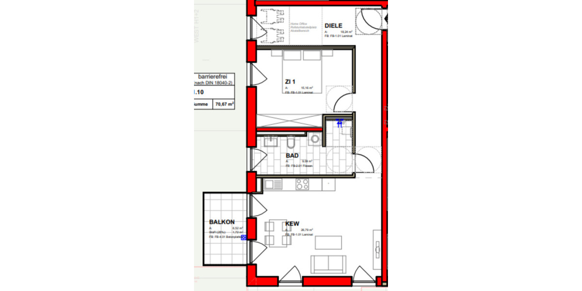 Etagenwohnung Erlangen Bruck - 2.5 Zimmer, 70 m&sup2;, 1.019&euro; | Angebot:24582488