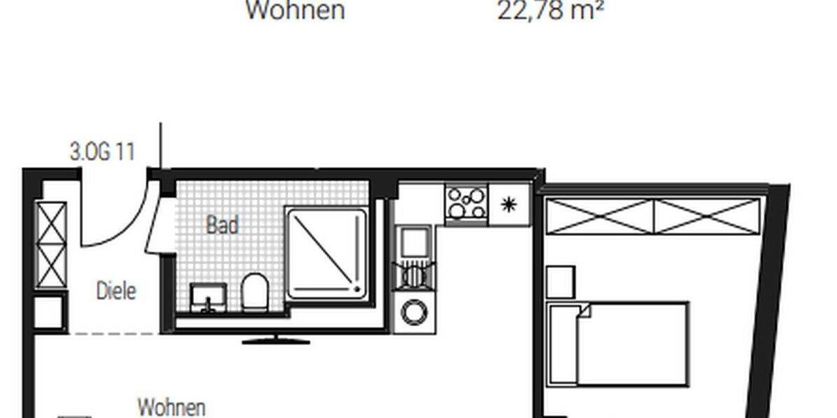 Etagenwohnung Nürnberg Tafelhof - 2 Zimmer, 44 m&sup2;, 945&euro; | Angebot:26908893