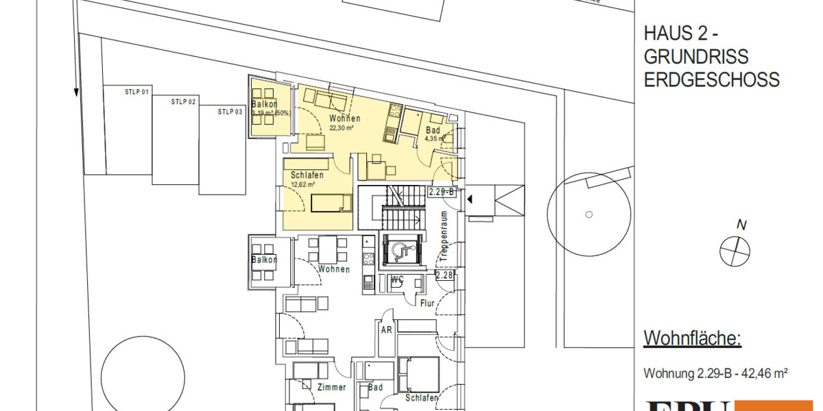 Etagenwohnung Erlangen Innenstadt - 2 Zimmer, 42 m&sup2;, 344.000&euro; | Angebot:26202396