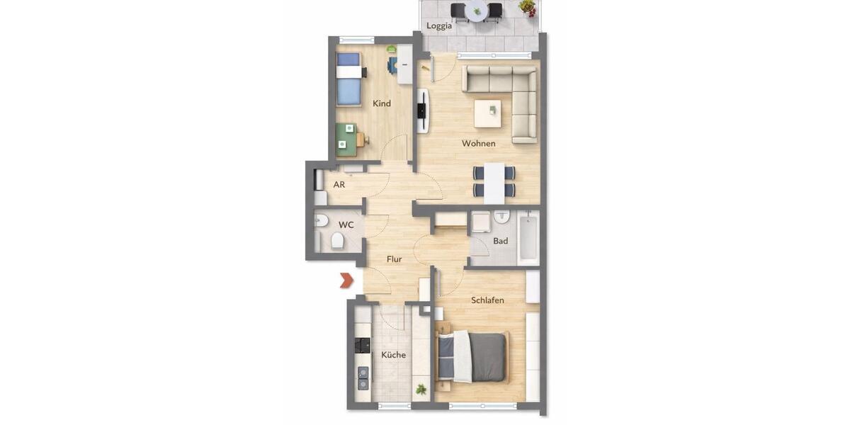 Etagenwohnung Nürnberg Falkenheim - 3 Zimmer, 72 m&sup2;, 1.050&euro; | Angebot:26338935