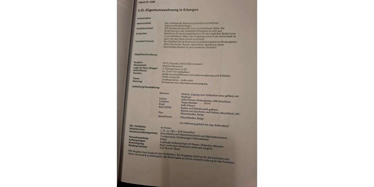 Etagenwohnung Erlangen Bruck - 3 Zimmer, 70 m&sup2;, 249.000&euro; | Angebot:27179583