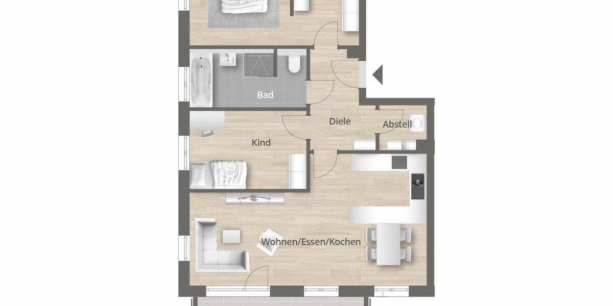 Etagenwohnung Erlangen Burgberg - 3 Zimmer, 80 m&sup2;, 535.000&euro; | Angebot:26499216