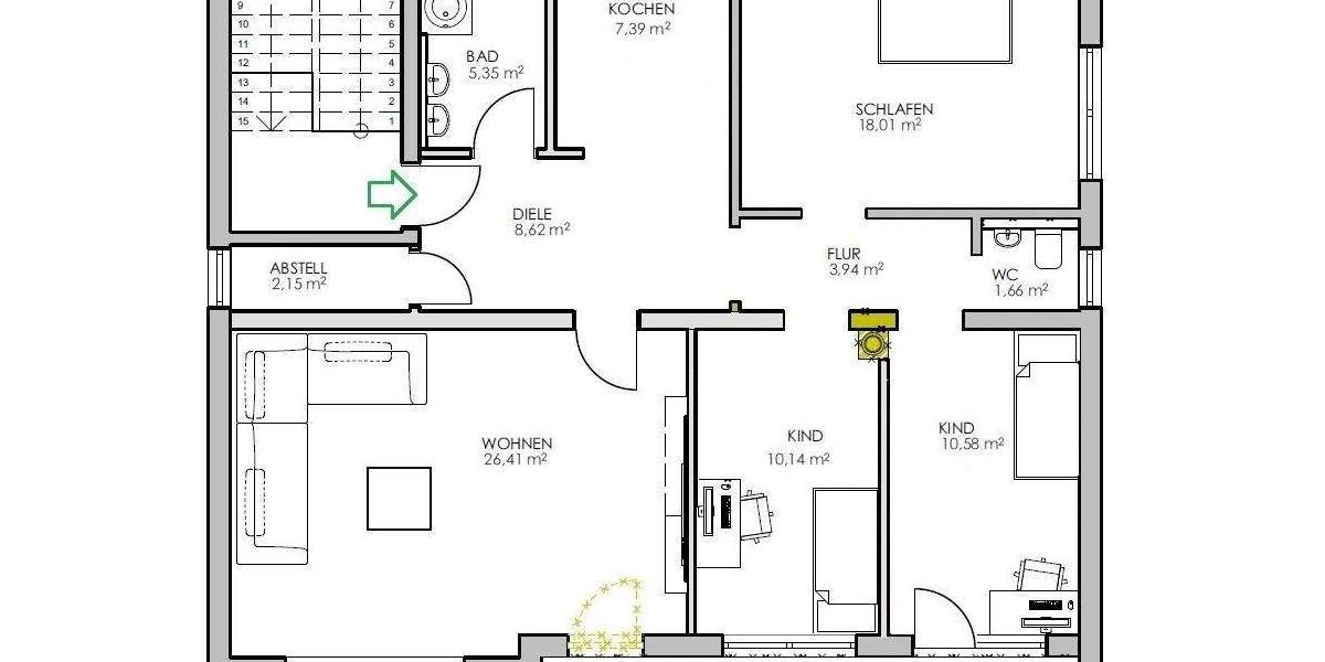 Etagenwohnung Baiersdorf - 4 Zimmer, 100 m&sup2;, 1.200&euro; | Angebot:25797254