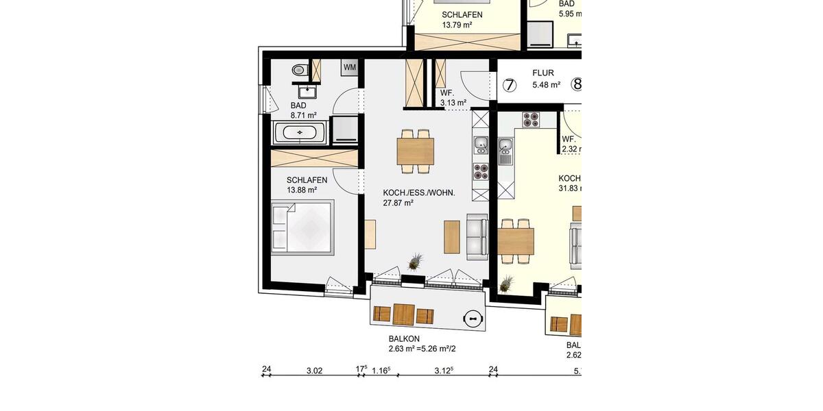 Etagenwohnung Nürnberg Gleißhammer - 2 Zimmer, 57 m&sup2;, 1.150&euro; | Angebot:25759651