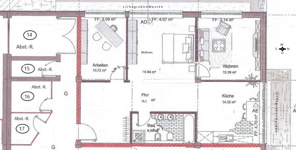 Etagenwohnung Nürnberg Herrnhütte - 3 Zimmer, 82 m&sup2;, 228.000&euro; | Angebot:25309092