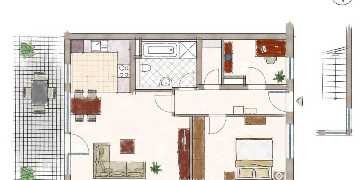 Etagenwohnung Erlangen Bruck - 3 Zimmer, 72 m&sup2;, 365.000&euro; | Angebot:25734200