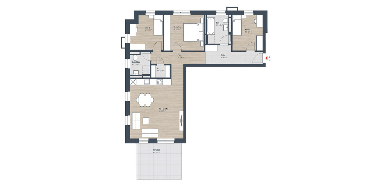 Terrassenwohnung Nürnberg Großgründlach - 4 Zimmer, 105 m&sup2;, 722.691&euro; | Angebot:25644541