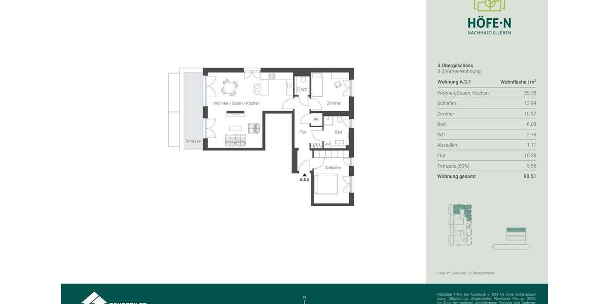 Etagenwohnung Nürnberg Gaismannshof - 3 Zimmer, 91 m&sup2;, 1.469&euro; | Angebot:25571951