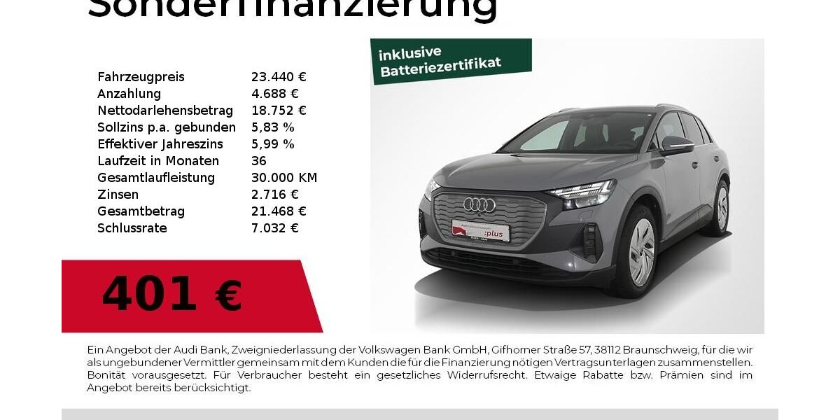 Audi Q4 e-tron 44.150 km 22.870 &euro; Nürnberg 90441