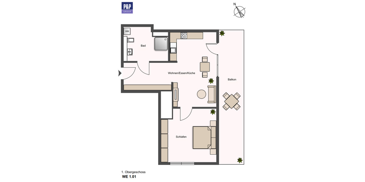 Etagenwohnung Fürth Südstadt - 2 Zimmer, 63 m&sup2;, 1.221&euro; | Angebot:21871804