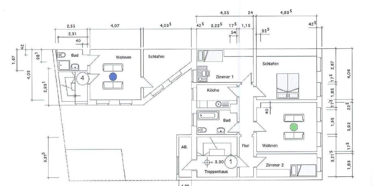 schöne 3,5 Zi. Etagenwohnung im Herzen von Fürth 3 zimmer