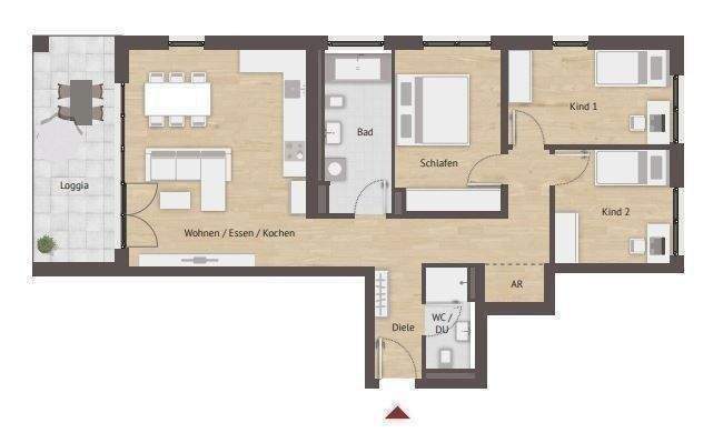 Helle 4-Zimmer Wohnung mit Balkon-ERSTBEZUG !