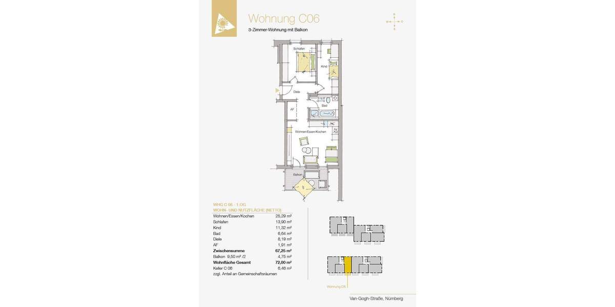 Etagenwohnung Nürnberg Herpersdorf - 3 Zimmer, 72 m&sup2;, 400.754&euro; | Angebot:26742069