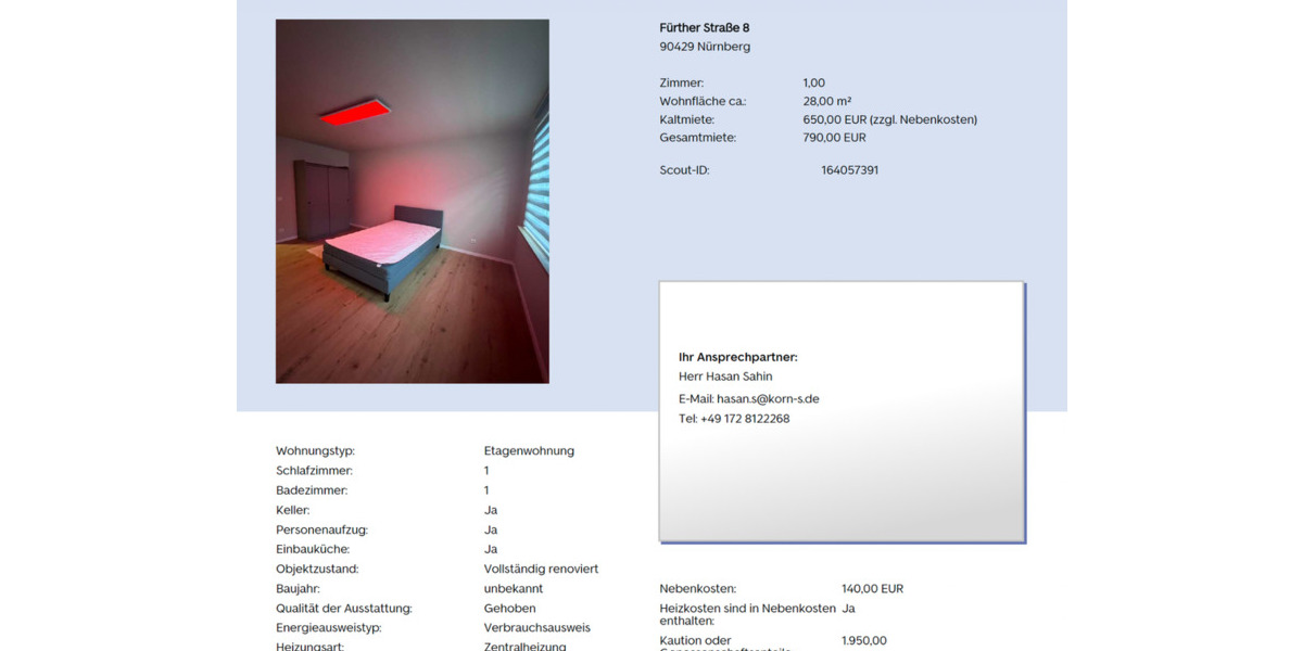 Möbeliertes 1-Zimmer Apartment 1 zimmer