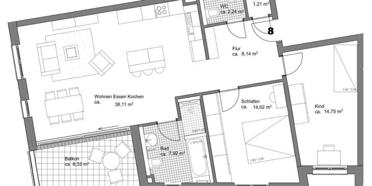 Etagenwohnung Zirndorf Weiherhof - 3 Zimmer, 91 m&sup2;, 469.000&euro; | Angebot:25227901
