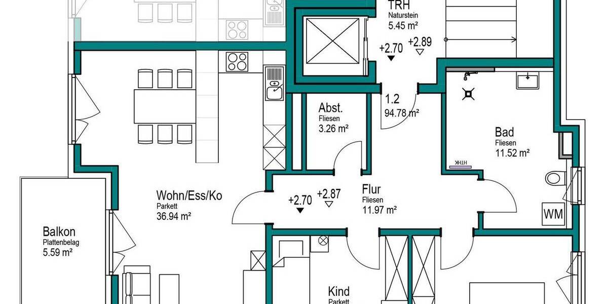 Etagenwohnung Nürnberg / Laufamholz Laufamholz - 3 Zimmer, 94 m&sup2;, 608.500&euro; | Angebot:26153793