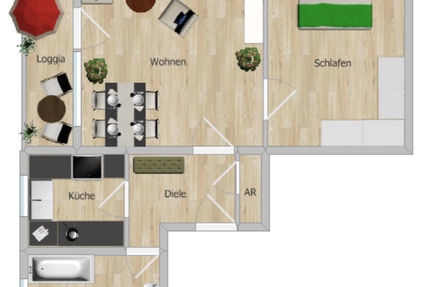 Gut vermietete 2 Zimmer-Mansardenwohnung mit Loggia und Stellplatz in ruhiger Wohnlage RH-Nord - Wohnung Roth | Angebot:27156608