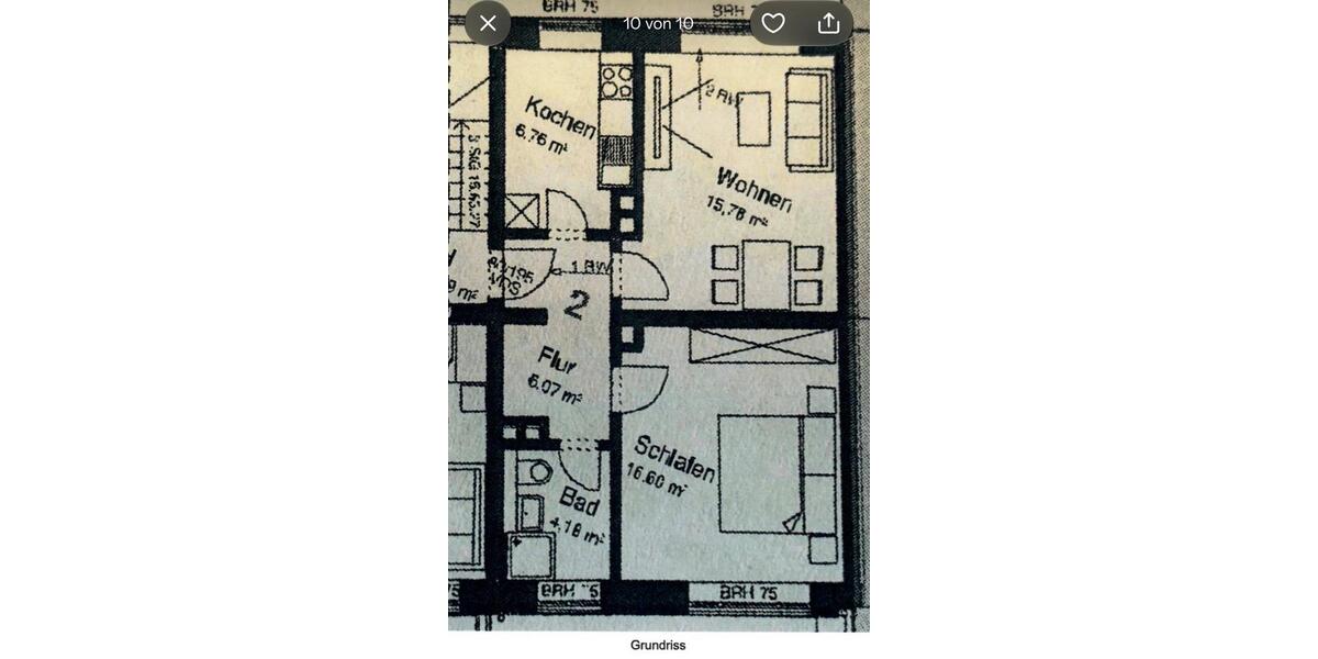 Etagenwohnung Nürnberg Gleißhammer - 2 Zimmer, 50 m&sup2;, 750&euro; | Angebot:27609591