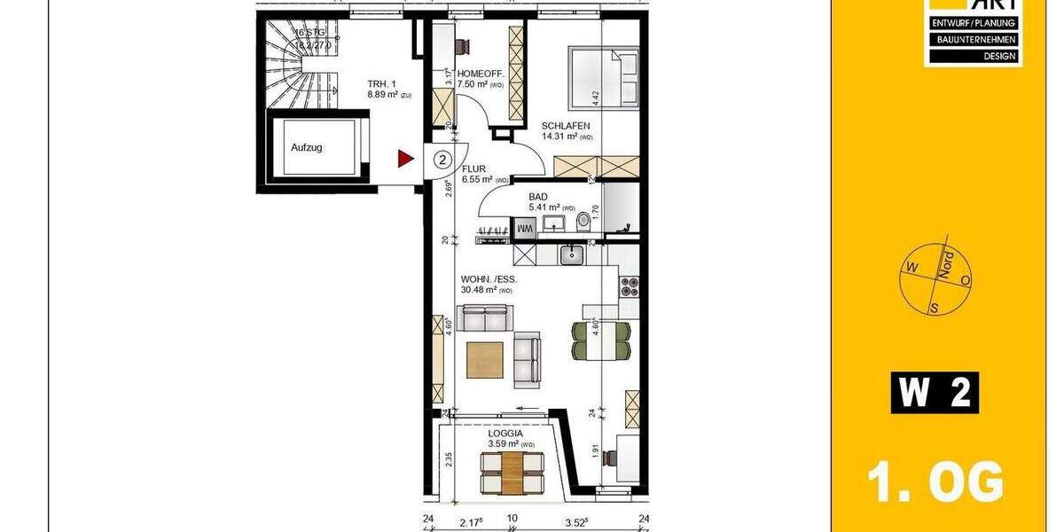 Etagenwohnung Fürth Südstadt - 2 Zimmer, 67 m&sup2;, 446.500&euro; | Angebot:26105540