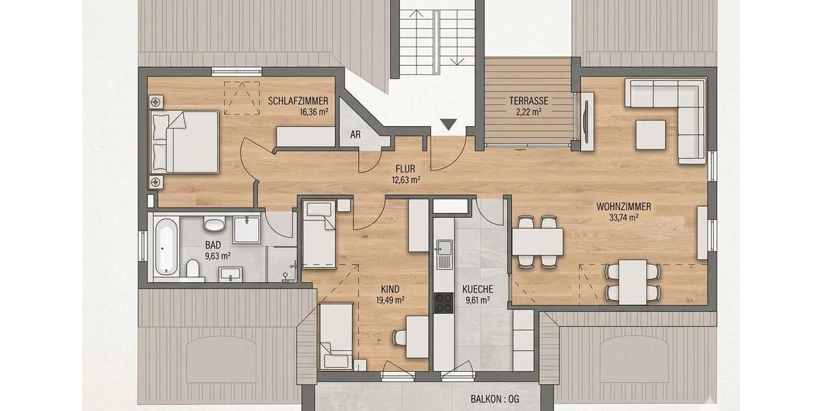 Dachgeschoßwohnung Nürnberg Hasenbuck - 3 Zimmer, 102 m&sup2;, 385.000&euro; | Angebot:26355393