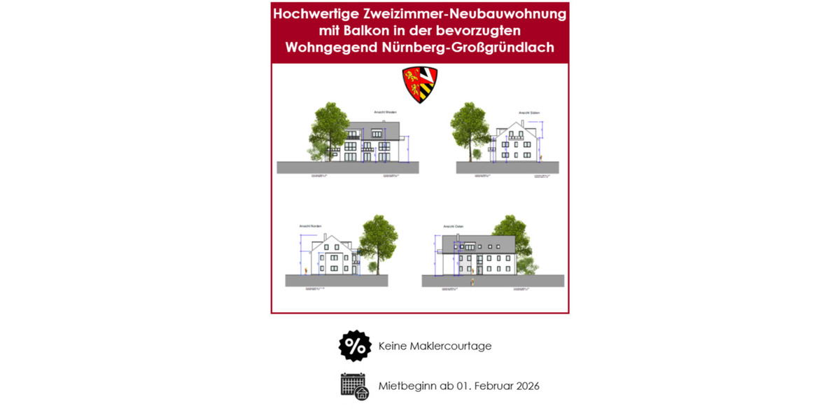 Nürnberg Großgründlach 2-Zimmer-NB-Whg mit Balkon & Stellplatz 2 zimmer