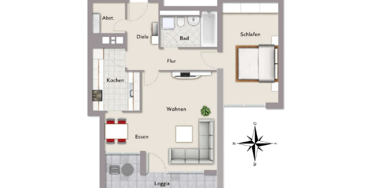 Etagenwohnung Roth - 2.5 Zimmer, 67 m&sup2;, 830&euro; | Angebot:25844456