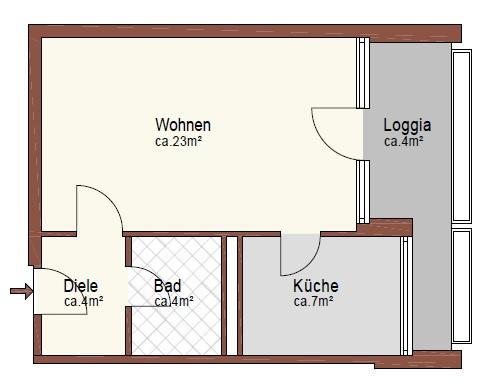 Erdgeschoßwohnung Nürnberg Altenfurt - 1 Zimmer, 42 m&sup2;, 499&euro; | Angebot:26640191