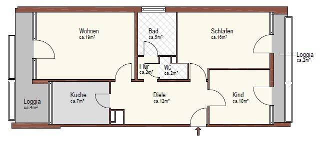 Etagenwohnung Nürnberg Langwasser - 3 Zimmer, 79 m&sup2;, 810&euro; | Angebot:26435716