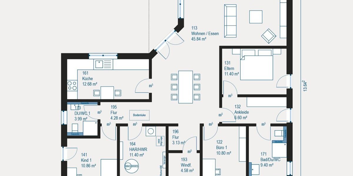 Individuell gestalteter Bungalow in Leerstetten - Komfort und Flexibilität auf 142 m² Wohnfläche - Bungalow Schwanstetten Leerstetten | Angebot:27473574