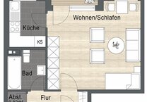 1-Zi.-Whg nähe Dambacher Str., mit EBK, Balkon und herrlichem Ausblick in den Rednitzgrund