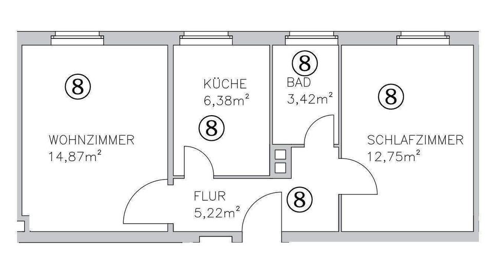 Etagenwohnung Nürnberg Gärten bei Wöhrd - 2 Zimmer, 43 m&sup2;, 900&euro; | Angebot:26691312