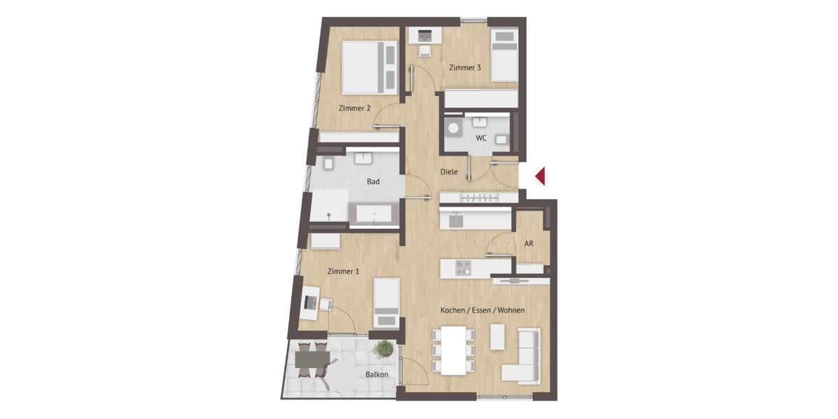 Etagenwohnung Nürnberg Laufamholz - 4 Zimmer, 95 m&sup2;, 741.570&euro; | Angebot:26230023