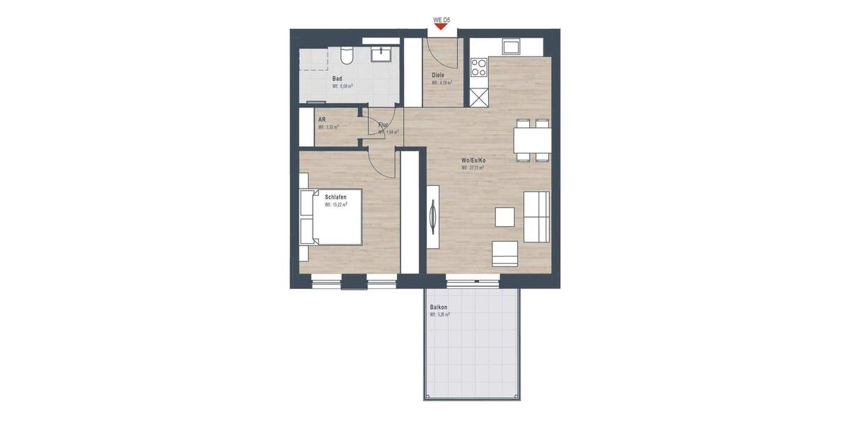 Etagenwohnung Nürnberg Großgründlach - 2 Zimmer, 62 m&sup2;, 399.421&euro; | Angebot:26361514