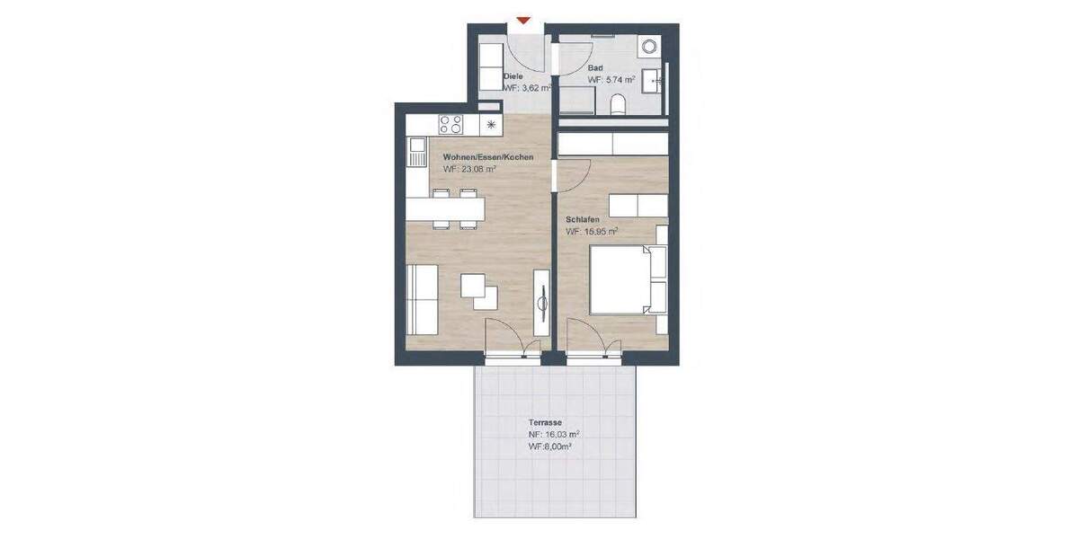 Terrassenwohnung Röthenbach an der Pegnitz Röthenbach - 2 Zimmer, 56 m&sup2;, 329.923&euro; | Angebot:26556134